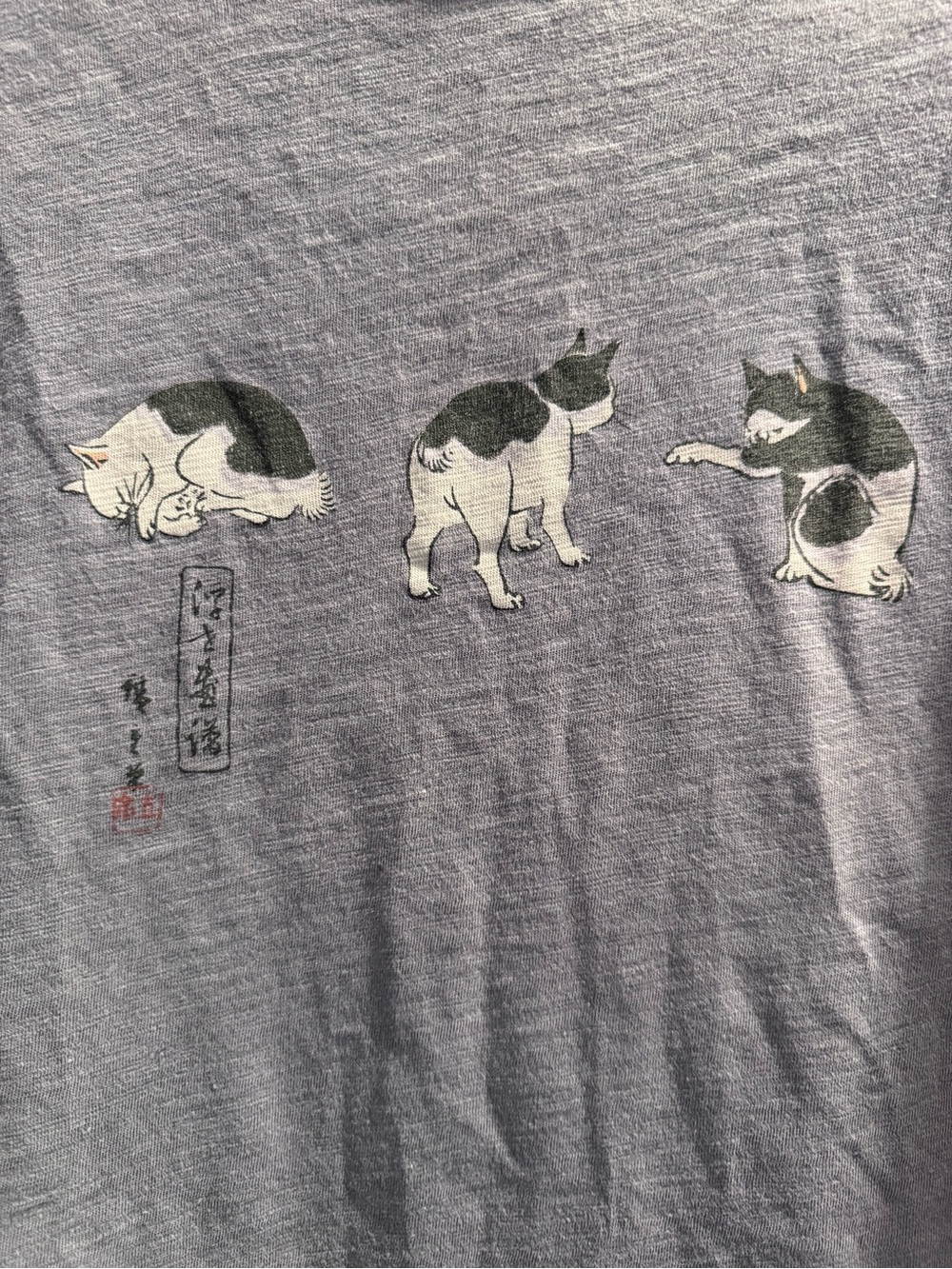 Uniqlo Graphic Asian Cat Print T-Shirt — Gray - Picture 2 of 2